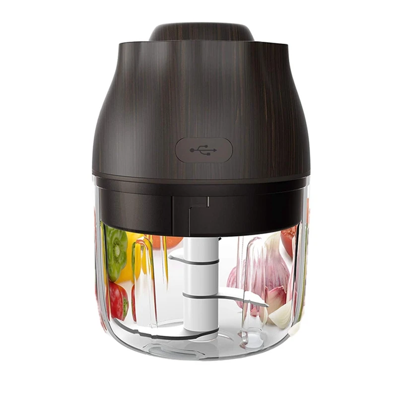 

Electric Mini Wood Grain Garlic Chopper,250Ml Food Slicer/Chopper,Blenders For Garlic/Chili/Nuts&Baby Foods