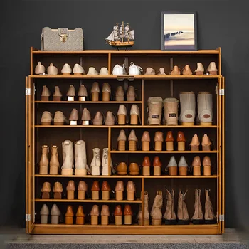 Modern Bamboo Rack Storage Shoe Cabinet Organizer Living Room Luxury Designer Shoe Cabinets Closet Display Home Furniture 5