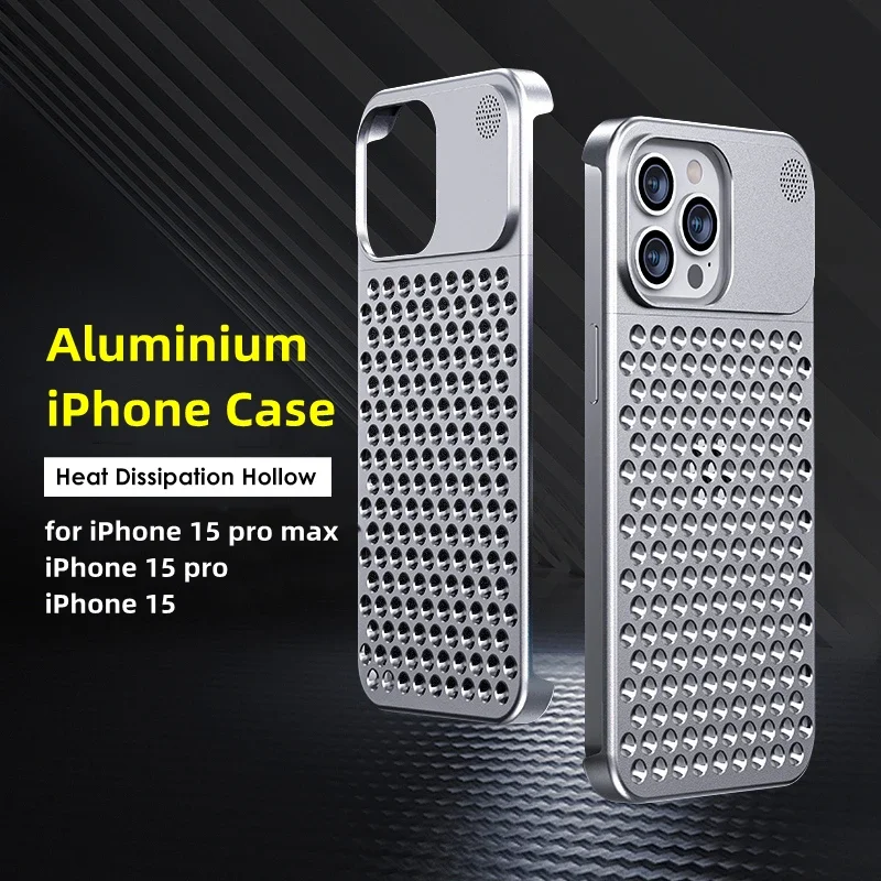 

Новый металлический алюминиевый чехол для Iphone 15 Pro Max, чехол для Iphone 15 Pro с ароматерапией и отверстиями для рассеивания тепла для Apple