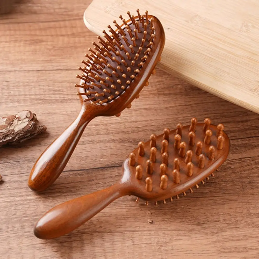 Dual-Sided Sandalwood Anti-Static Scalp Massage Comb with Air Cushion