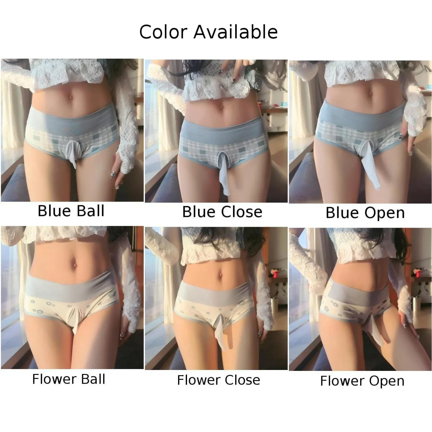 Plaid High Waist Sissy Pouch Panties Men's JJ Set Underwear Tight Printed Crossdresser Briefs Open Close Sheath Underpant mens underwear