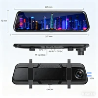 Caméra de tableau de bord Acceo 4K Mirror Dash Cam sans fil avec CarPlay et Android Auto en option, caméra de recul 1080P, mode parking 24h/24, enregistrement en boucle 6