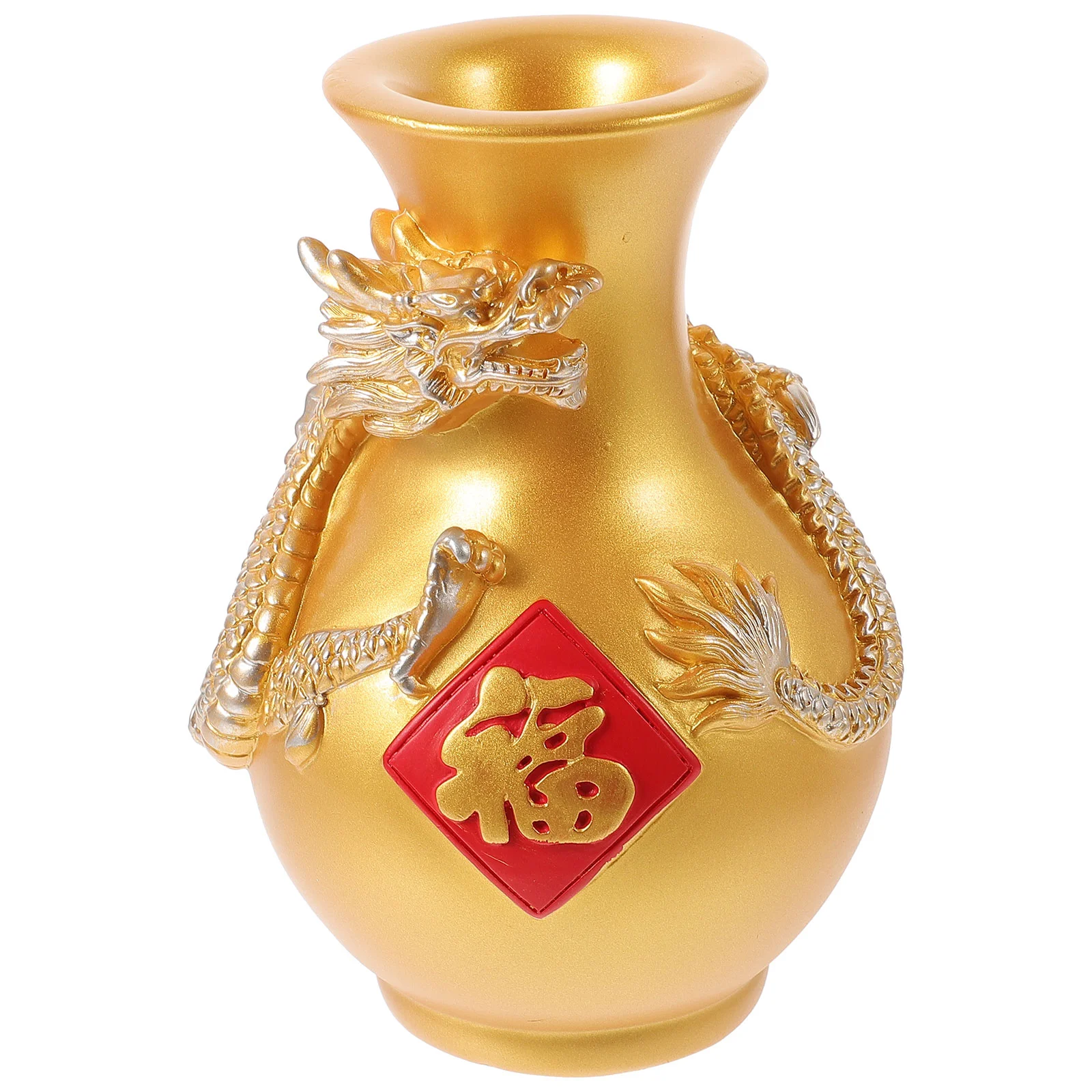 

Chinese Dragon Vase Oriental Sculptural Vase Fengshui Asian Art Flower Vase Fu Character Floral Vase Desktop Ornament 2024 Lunar