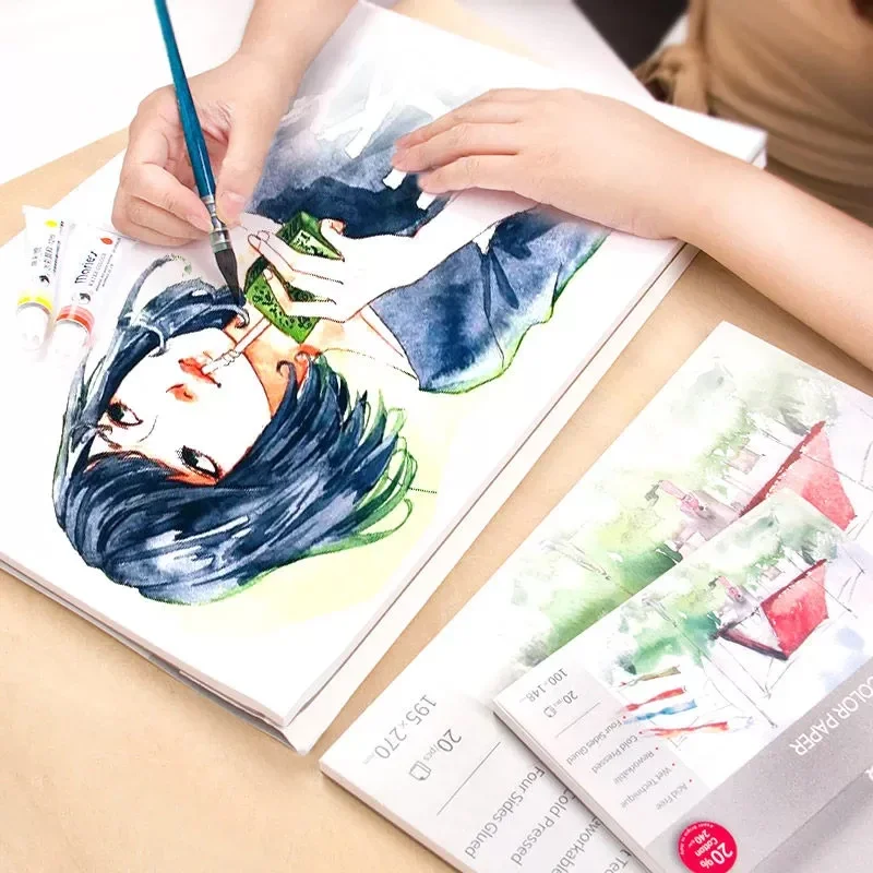 사쿠라 수채화 스케치북, 빈 종이, 손으로 그린 노트북, 일기 아티스트, 학교 사무용품, 문구, 32K