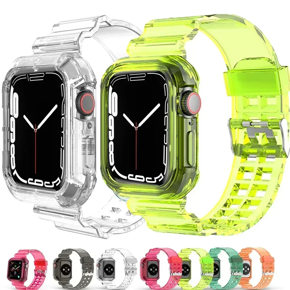 Apple Watch Case Clear Band + Case For Apple Watch Series 9 8 7 6 SE 5 49mm 45mm 44mm 42mm 41mm