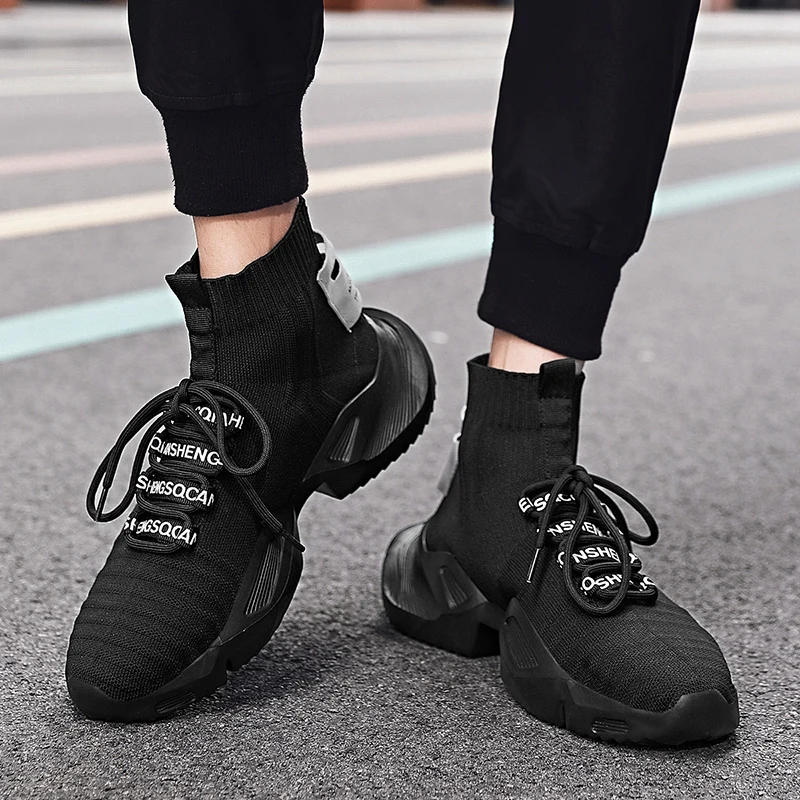 YRZL Fashion High Quality Mesh Sneakers Men Casual Shoe Lightweight Comfortable Lace-up Man's Walking High Top Sneakers 4