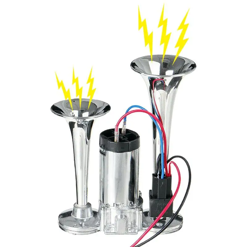 

Loud Car Air Horn Trumpet 600DB 12V Dual Speakers Chromed Metal Dual Trumpet Electric Horn For Moto Car Accessories Car Styling