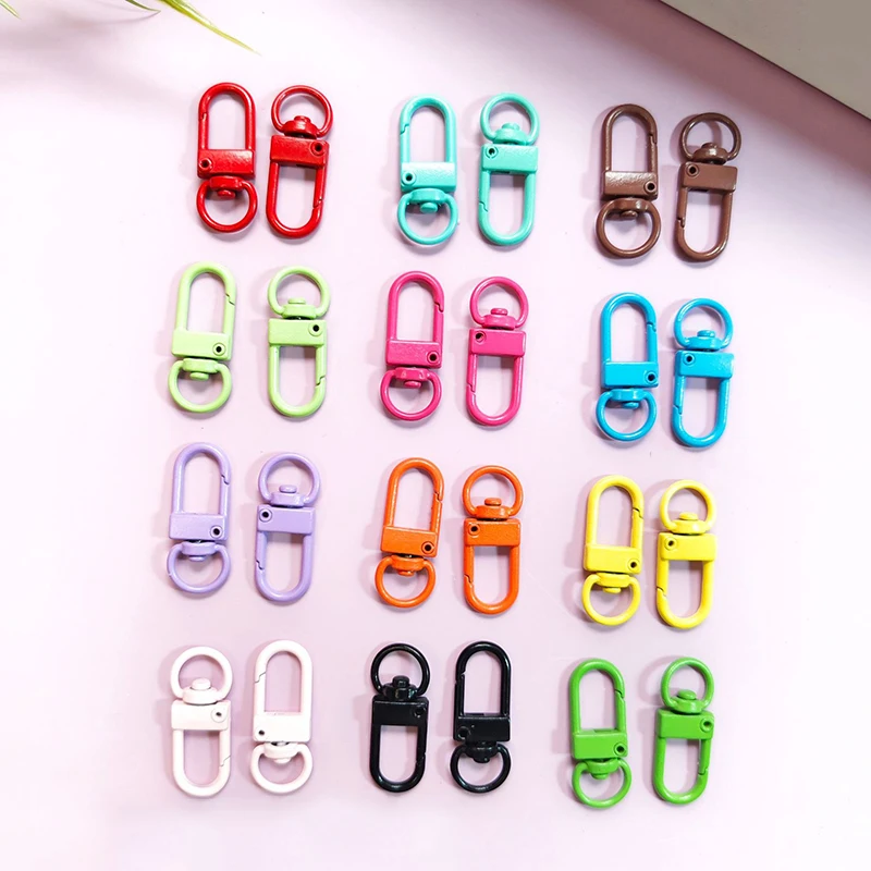10/50pcs Candy Color Snap Lobster Clasp Hooks for DIY Colorful Trinkets Making Rotating Pet Keychain Dopamine Keyring Accessorie