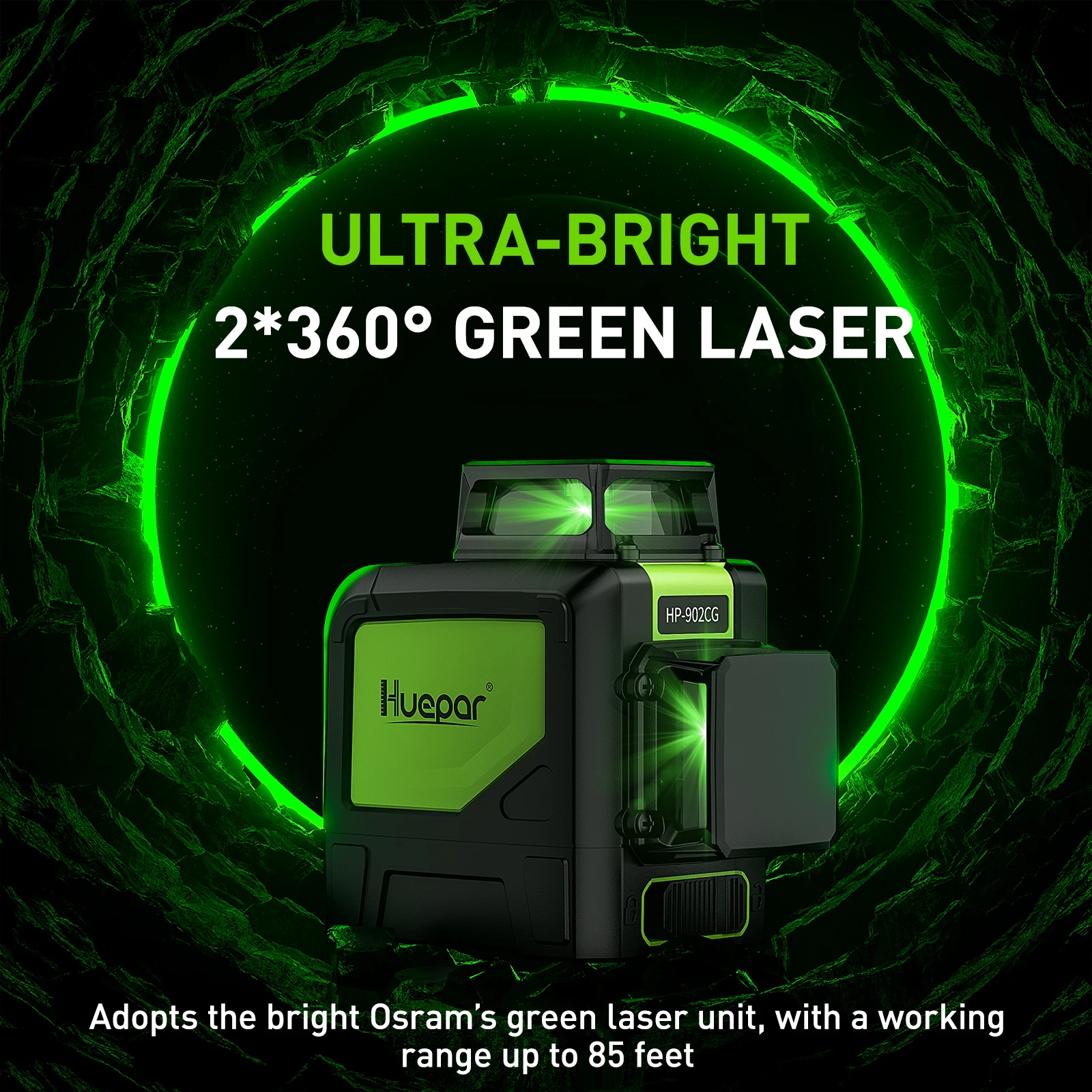 8-Line 2D Green Beam Self-Leveling Cross Line Laser Level Kit with Tripod or Rec