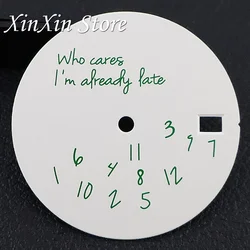 Blue Who Cares It's Already Late Watch Dial with Lightning Second Hand Design (White Green Dial)