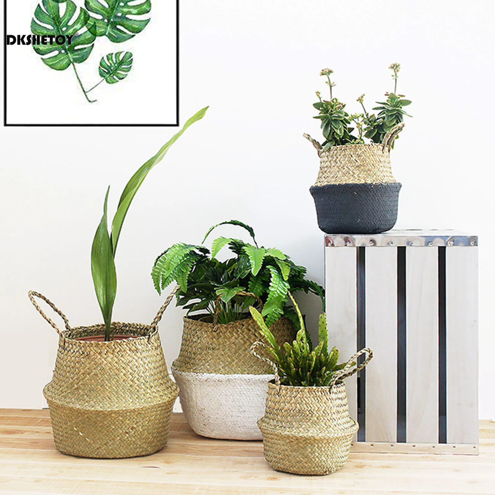 Handmade Rattan Flowerpot Portable Dirty Laundry Hamper Storage Basket Extra Large & Large Storage Baskets & Bins storage basket