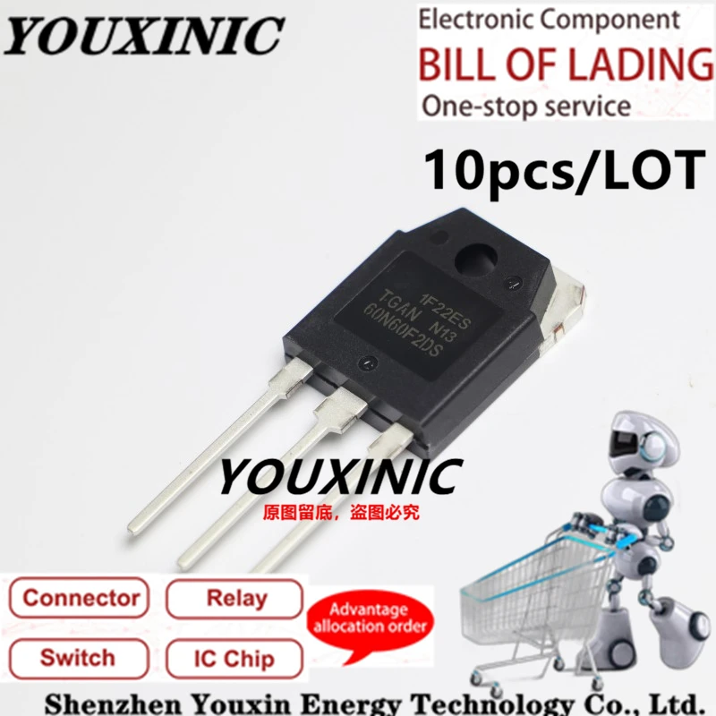 

YOUXINIC 2021 + 100 новый импортный оригинальный TGAN60N60FD 60N60F2DS TGAN60N60F2DS TO-247 IGBT трубчатый инвертор сварочный мощностью 60 А 600 в