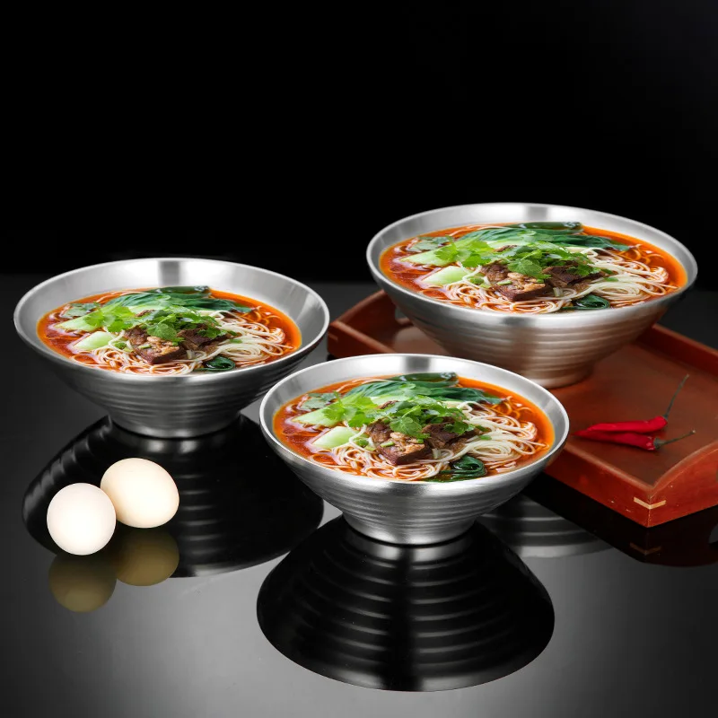 Tazón de cocina Ramen con tapa, Tazón de ramen de acero inoxidable Tazón de fideos instantáneos Tazón de cocina Ramen con tapa, Tazón de ramen de acero inoxidable Tazón de fideos instantáneos