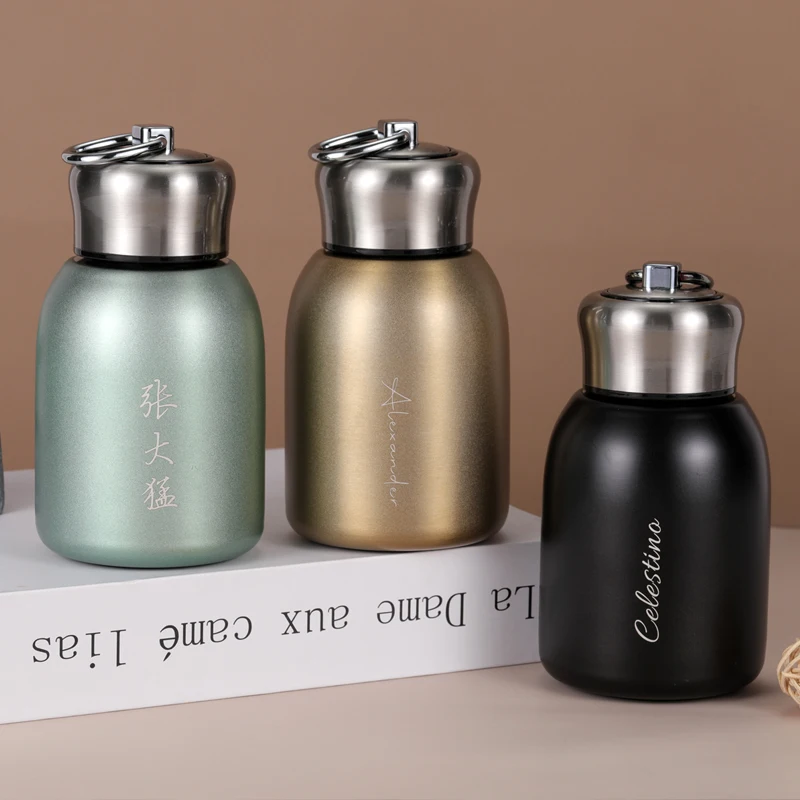 

Portable 300ML 304 Stainless Steel Vacuum Flask Cup Custom LOGO Water Coffee Belly Bottle Child Mini Thermos Insulation Cup Gift
