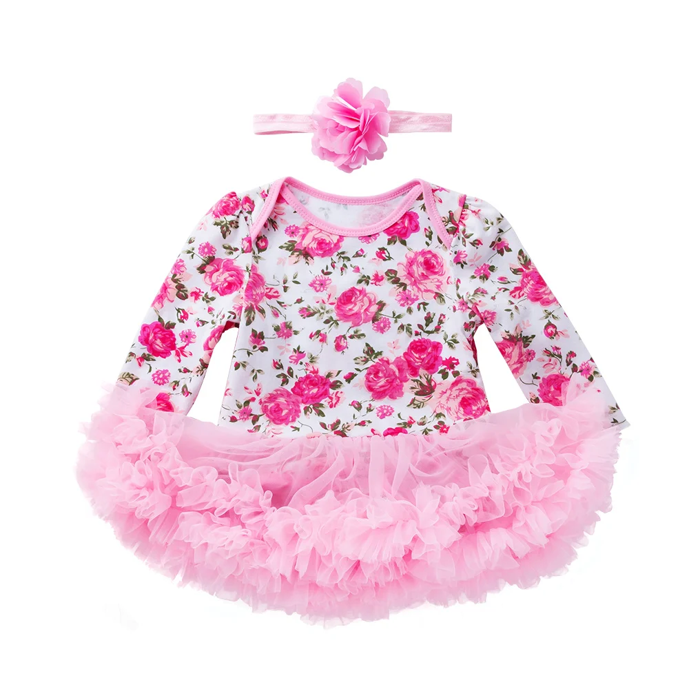 

Printed Pattern Romper Dress Baby TUTU Princess Girls Clothing Sets Cotton Long Sleeve Rompers Classic Style Baby Kids Clothes