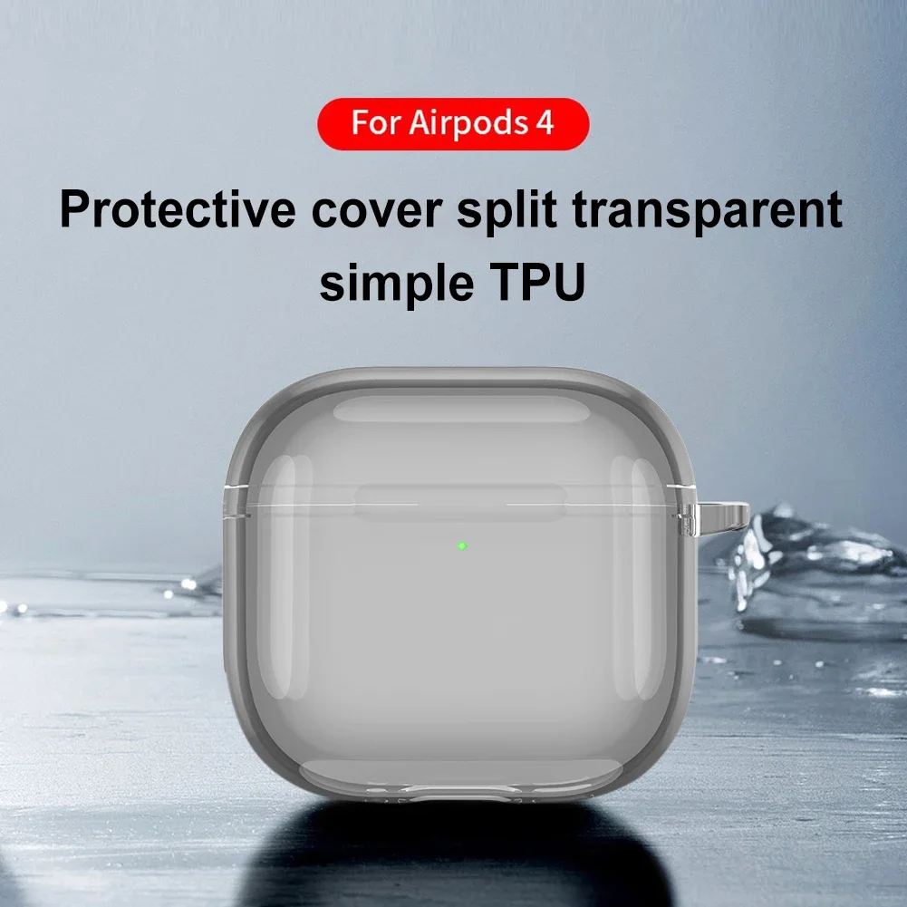 Clear TPU Shockproof Case Cover for Wireless Earphones with Carabiner