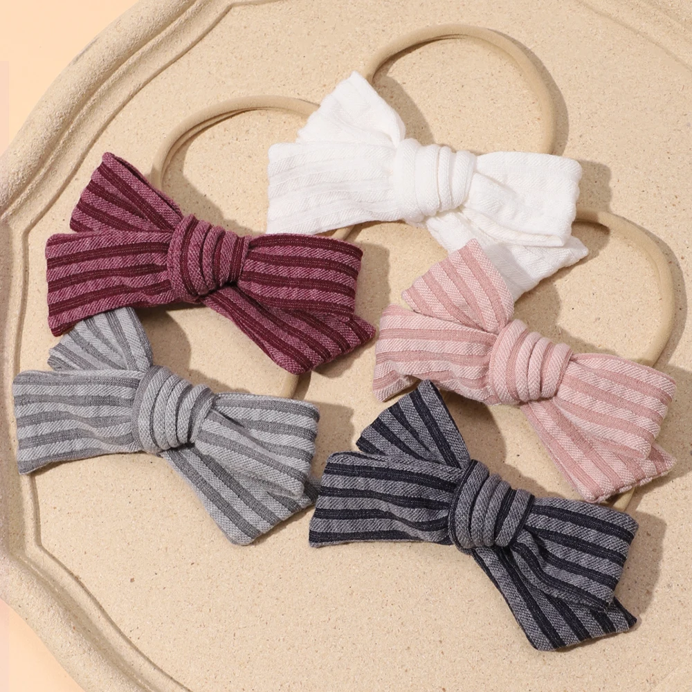 

36pc/lot 4.3inch Cotton Bow Hair Clips for Baby Girls Striped Bow Nylon Headbands Girls Handmade Bow Nylon Turban Kid Hairpins