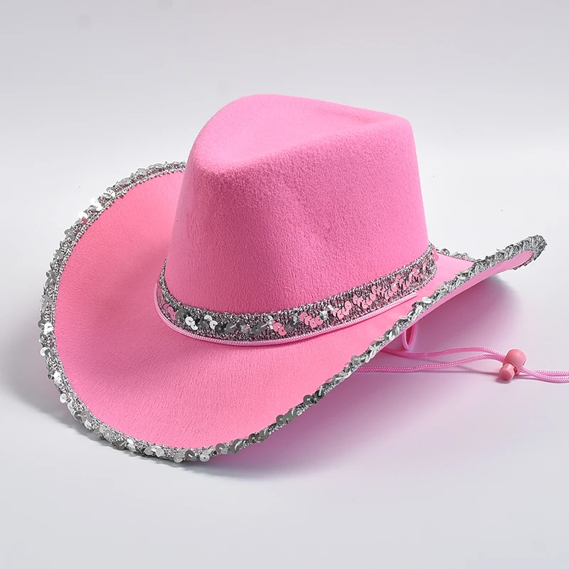 

New Pink Cowgirl Hat for Women Western Cowboy Cap Stetson Girls Party Dress Jazz Hats