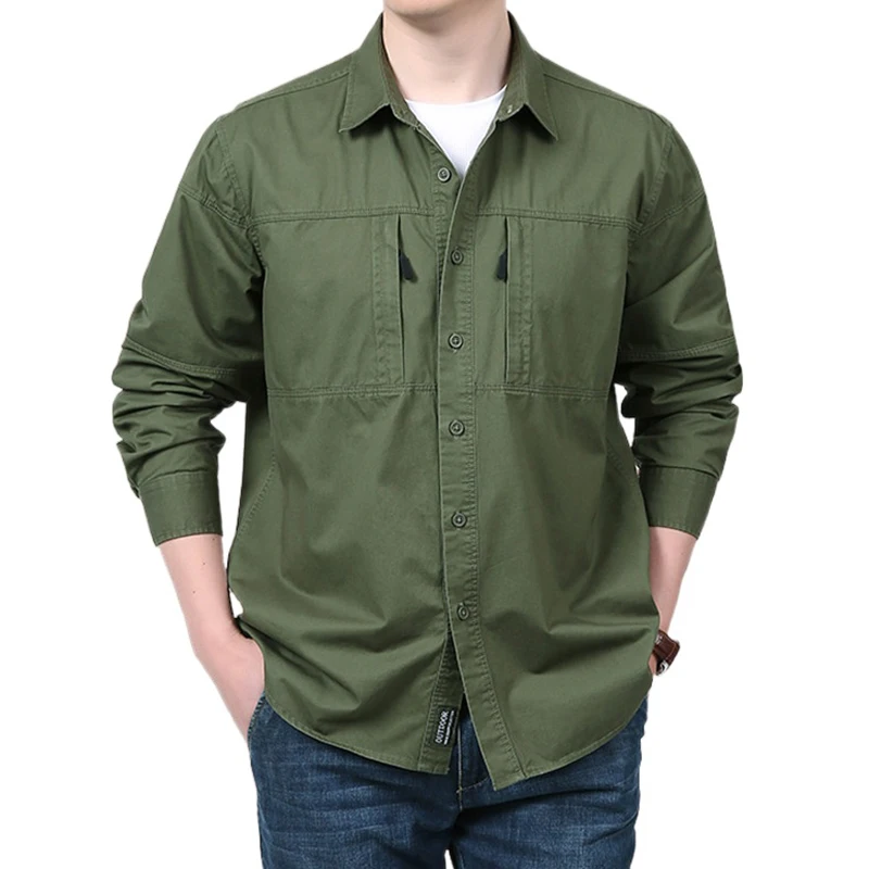 Mens Long-sleeved Hiking Shirts Summer Outdoor Tactical Multi-pocket Waterproof Quick-dry Fishing Camping Cargo Safari fishing shirts,mens long sleeve shirts