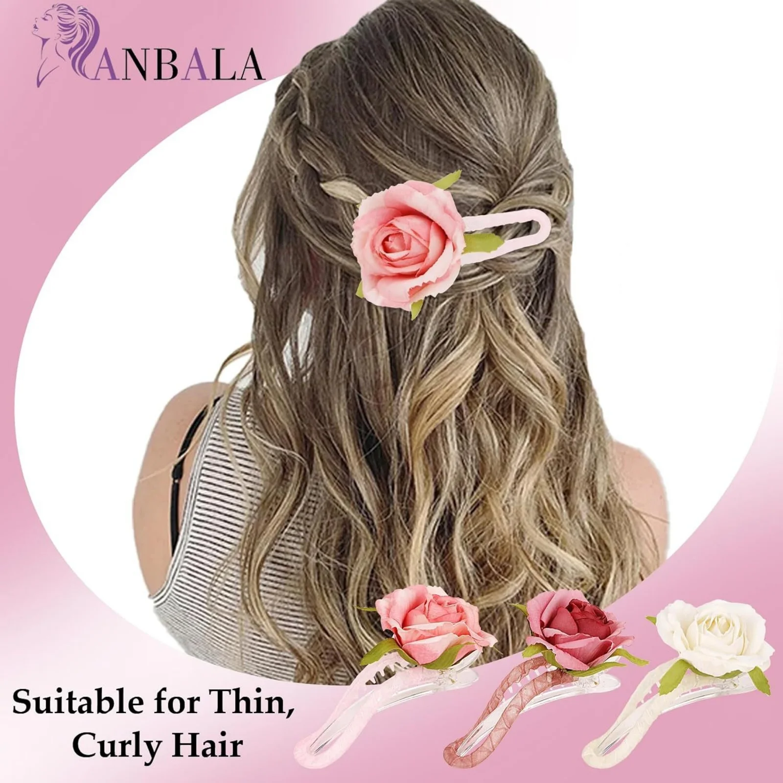 1PC　Artificial Rose Hair Claws,Chic Floral Hair Accessories Set,Perfect for Wedding,Party & Daily Styling