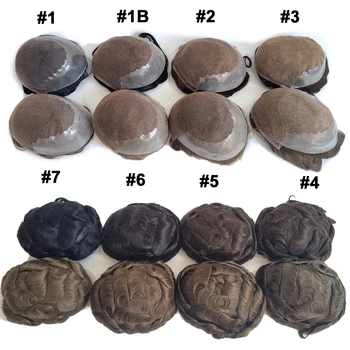 Q6 Toupet all'ingrosso, parrucche fatte a mano, toupet da uomo, parrucche in capelli umani, toupet in pizzo frontale in capelli umani per uomo