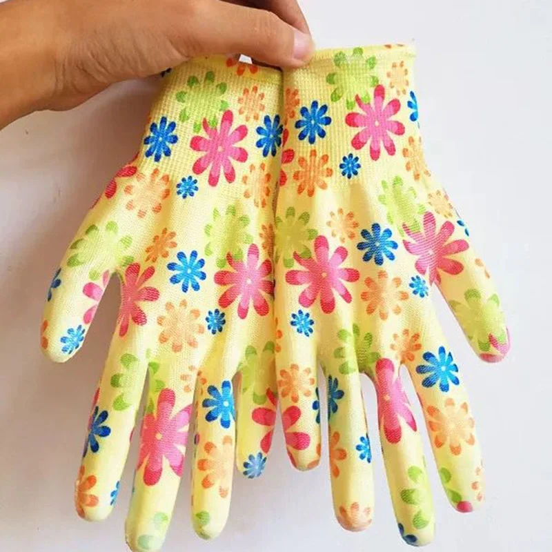 6 pairs Yard Cleaning Palm-Coated Floral Garden Gloves Women Non-Slip Working Gloves Non-Slip Household Labor Protection Gloves 5