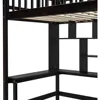 Twin Size Multifunctional Loft Bed with Wardrobe,Desk,Bookshelf and Drawers,Wood Loft Bed with Stairway Children's Wardrobes 6