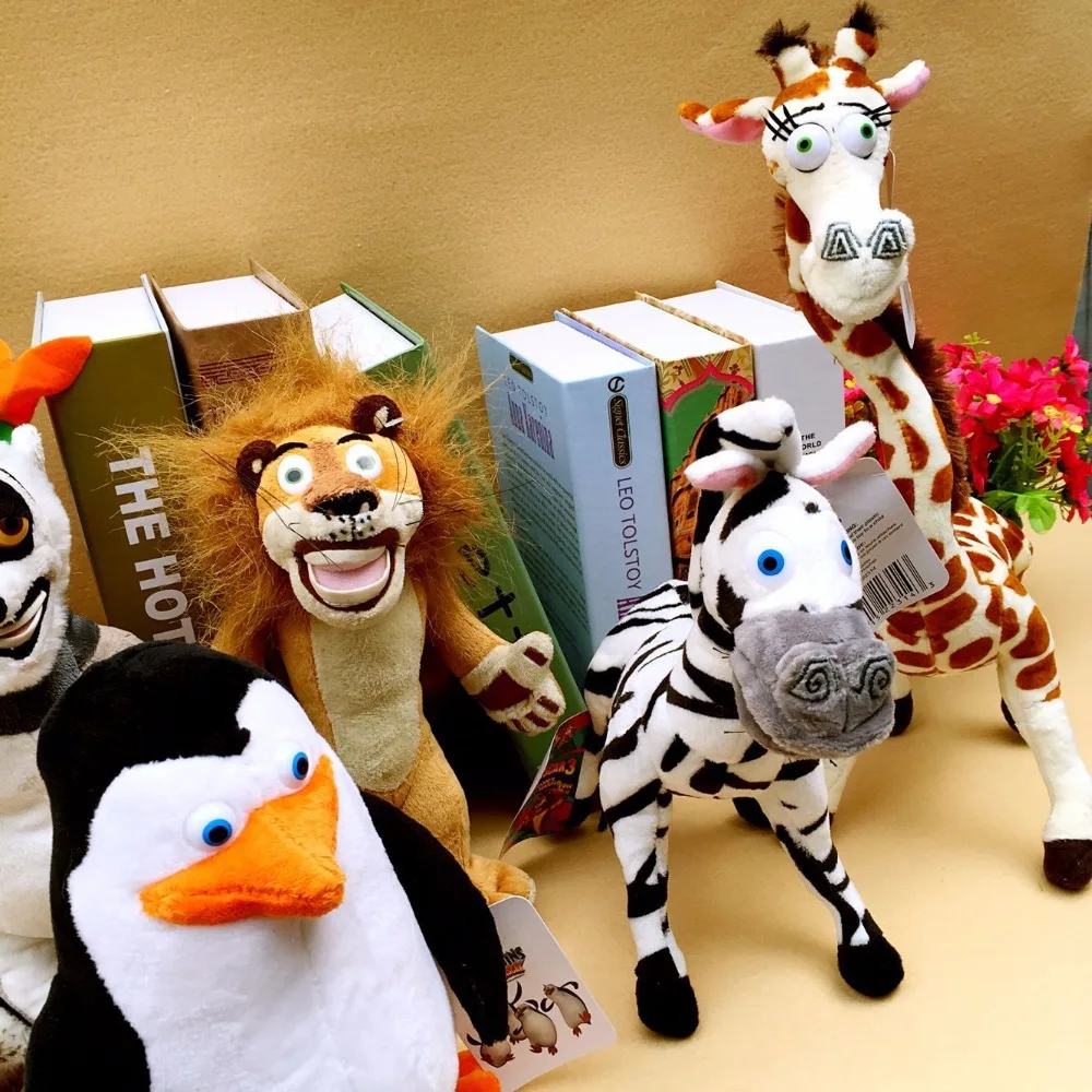 

6pcs/lot Madagascar Plush Toys Lion Giraffe Penguin Zebra Hippo Monkey Children's Gift Kids Cute Classic Dolls Gift