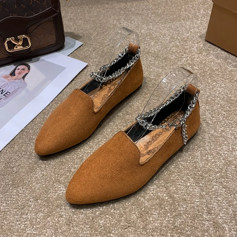 

Spring and Autumn Women Flat Shoes Fashion Casual Women's Flat Shoe Slip-on Pointed Comfortable Boutique Shoes with Ankle Zipper