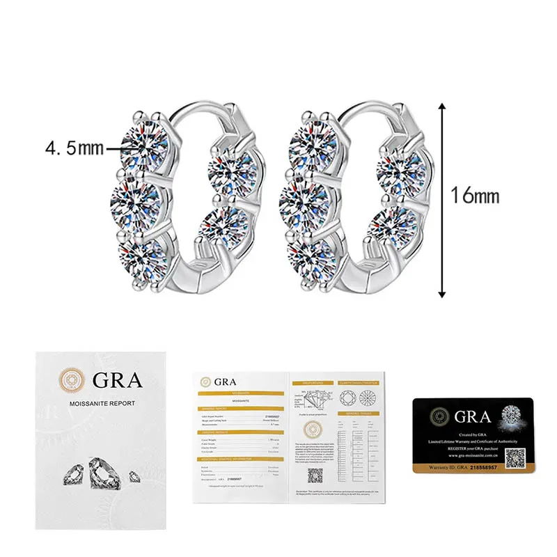 4cttw D Farbe Moissanit Creolen 925 Sterling Silber Feine Frauen Schmuck Iced Diamond Huggie Kreis Ohrringe Pass Tester – Detail 6