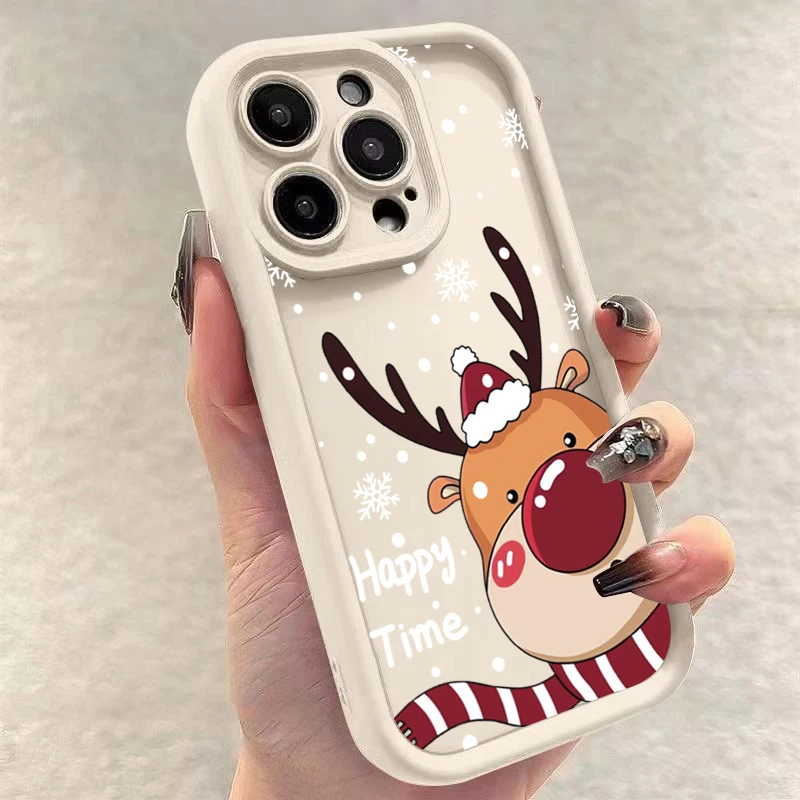 Festive Christmas Deer and Tree Graphic Soft Phone Case