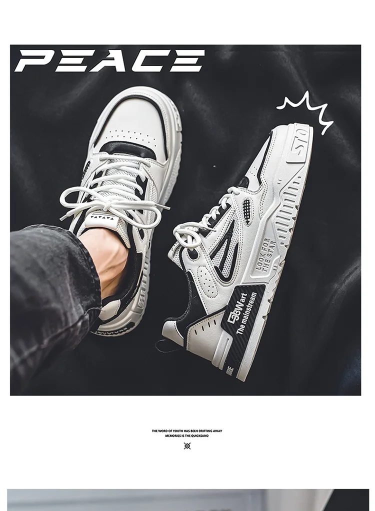 Description Picture 3 of itemFashion Men's Shoes Casual White Skateboard Shoes Summer Popular Versatile Sneakers Mens Thick Sole Breathable Korean Board Shoe