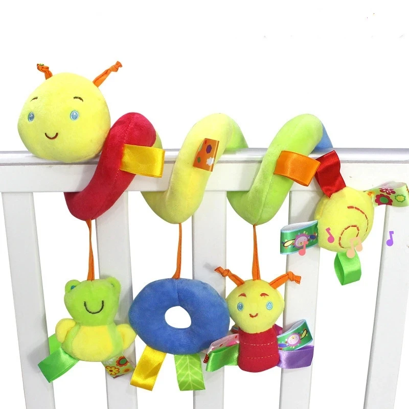

Infant Stroller Toy Baby Worm Crib Bed Around Rattle Bell Cartoon Insect Stroller Hanging Stuffed Wrap Spiral Safety Plush Toys
