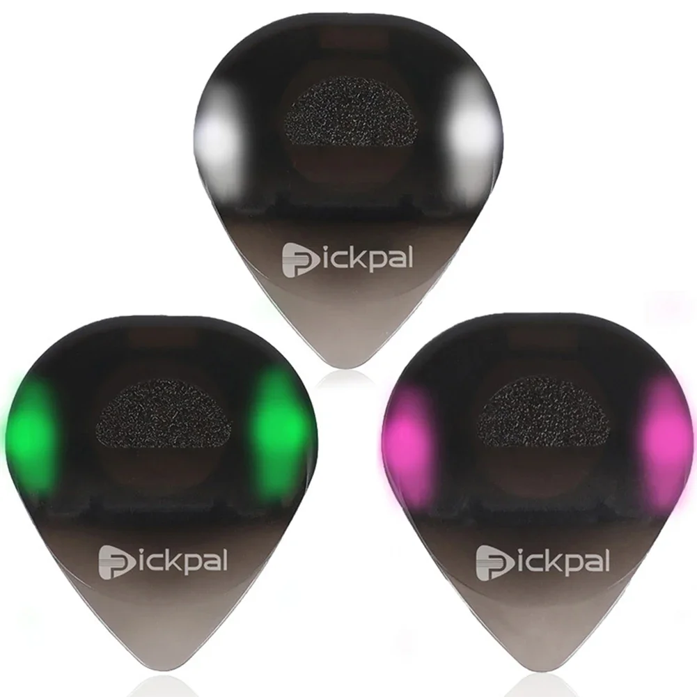 Plastic Guitar Picks with High-Sensitivity LED Light Musical Instrument Glowing Plectrum Portable for Bass Electric Guitarists
