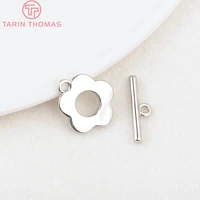 (3271)6 ensembles O: 13MM T: 16MM 24K couleur or plaqué laiton fleur Bracelet O fermoirs à bascule accessoires de bijoux à bricoler soi-même de haute qualité 6