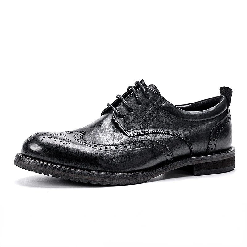 

Full Grain Leather Men Formal Shoes Luxury Quality Handmade Comfortable Genuine Leather Fashion Wedding Social Brogues Shoes Man