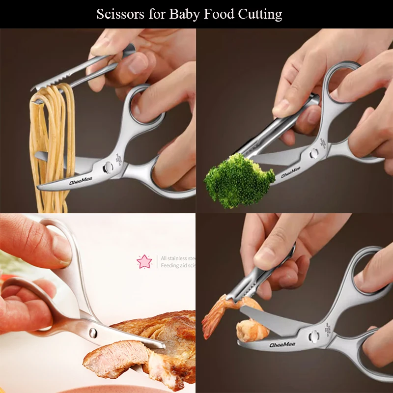 Kitchen Food Scissors Stainless Steel For Baby Food Cutting Toddler Feeding Aid  Scissors with Case Baby Safety Tableware Health - AliExpress