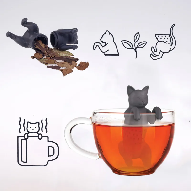 Reusable Silicone Tea Infuser Filter Cat Creative Tea Bag Coffee Diffuser Filter Strainer Strainer Leaf Herbal Spice tea infuser tea strainer tea filter coffee maker filter