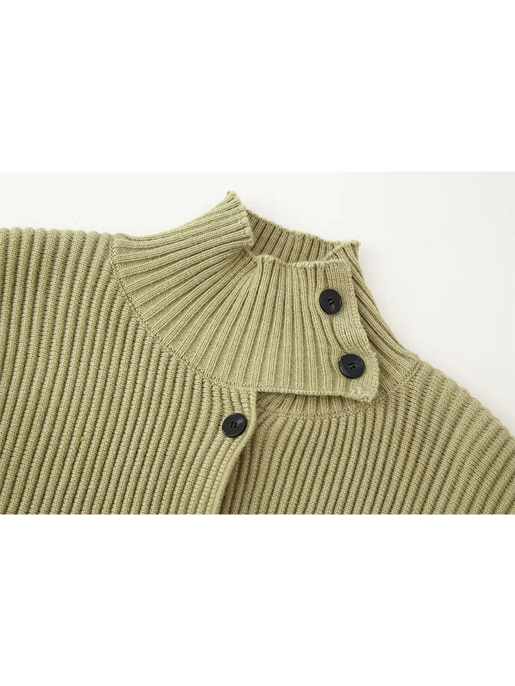 2025 New Casual Knitted Coat For Women Turtleneck Single Breasted Solid Color Cardigan Female Winter Fashion Sweater Coats