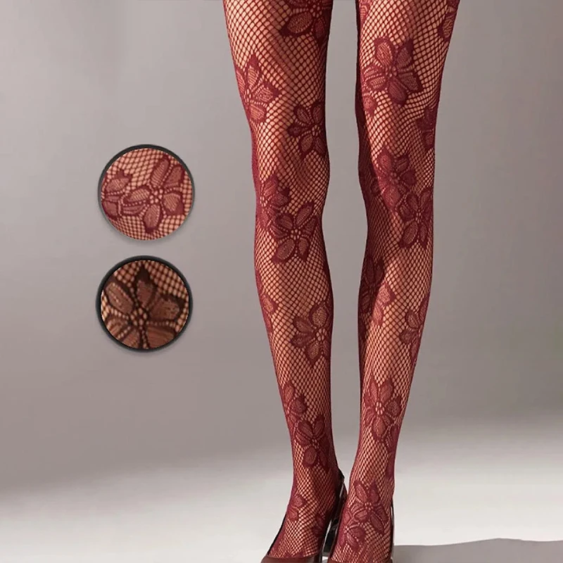 Hochelastische schwarze Netzstrumpfhose mit Lochmuster für Damen, weiche Nylon-Strumpfhose in Uni-Farbe, süße Netzstrumpfhose mit Zehenverstärkung – Detail 18