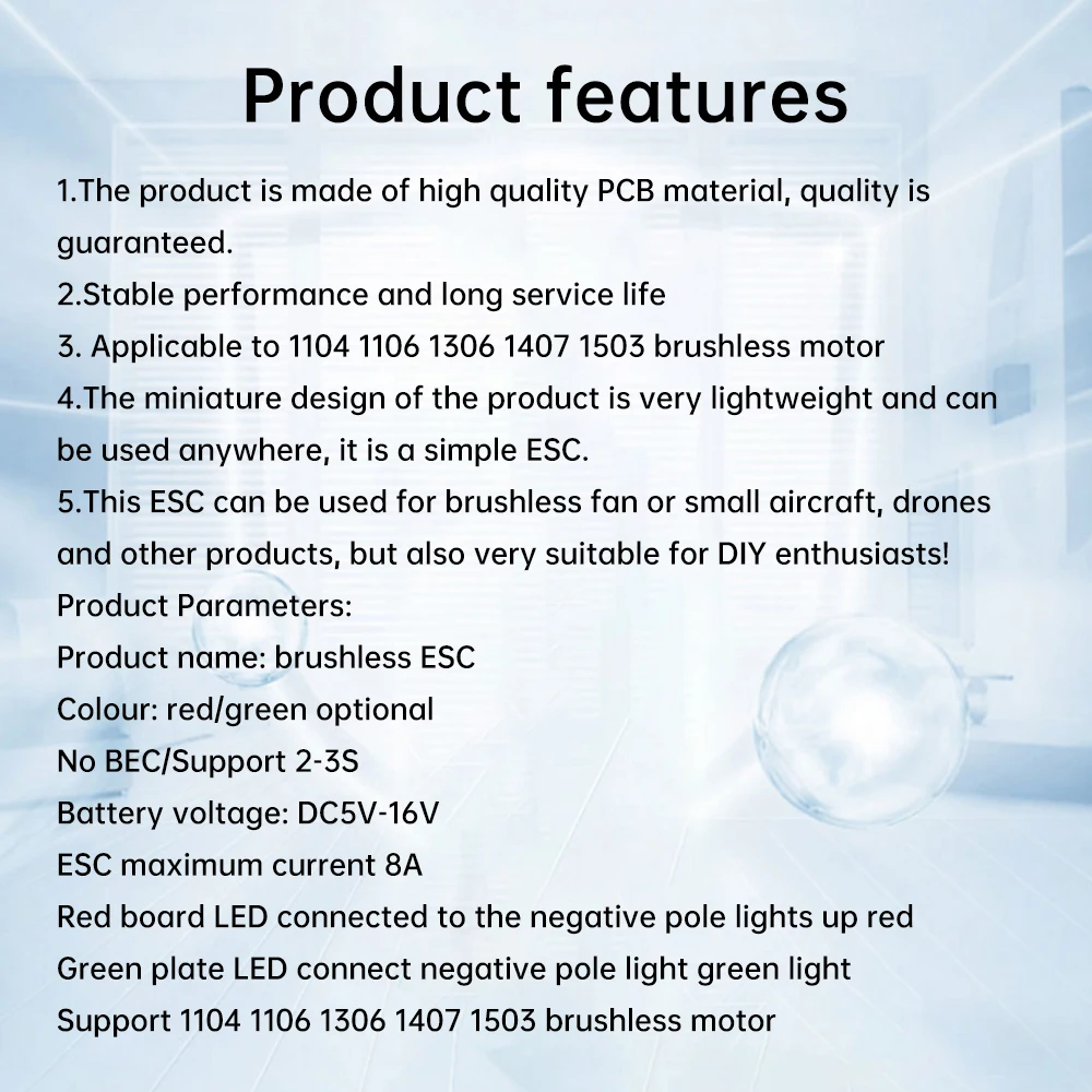 Brushless Motor Speed Regulator DC5V-16V 8A for Model Aircraft