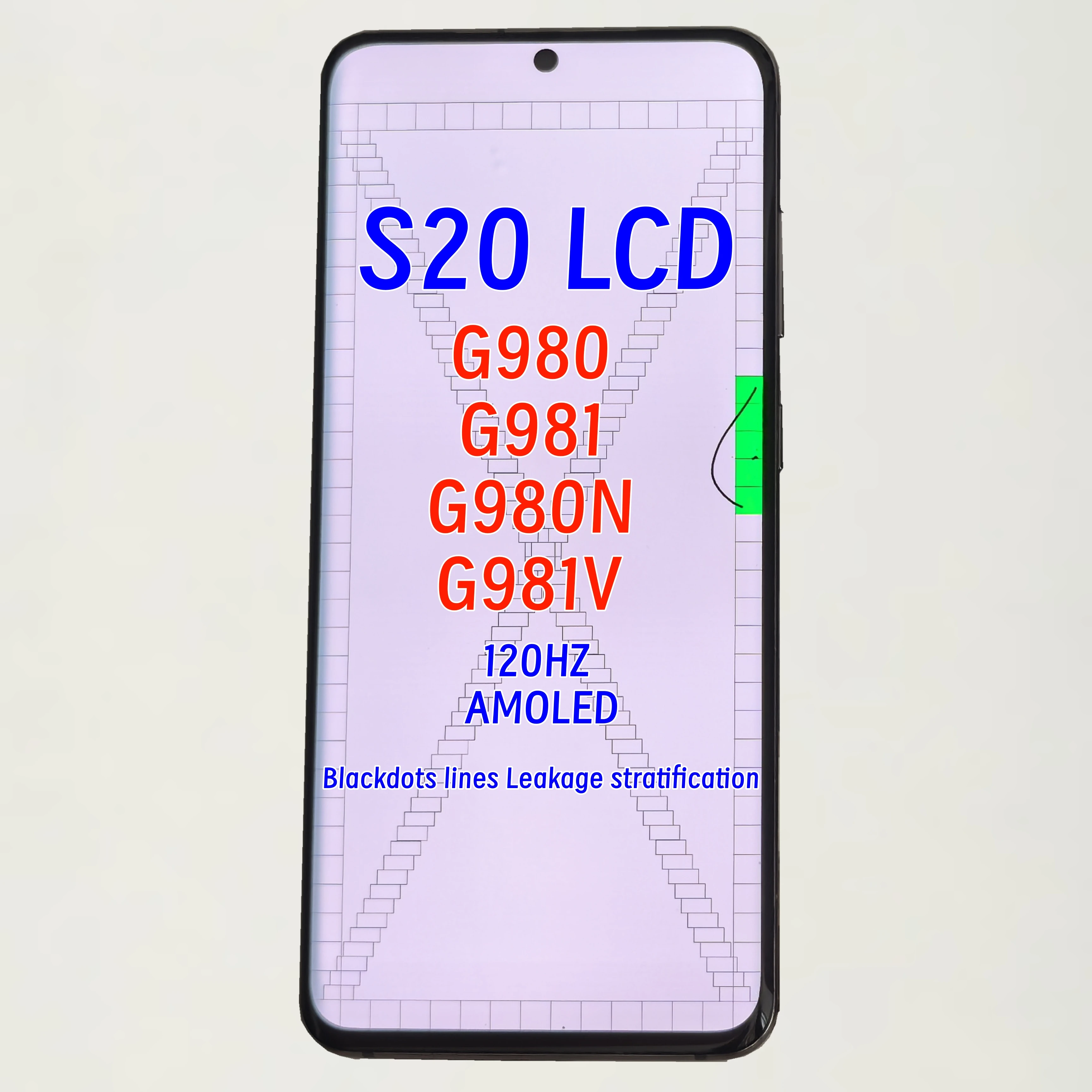 Schermo S20 da 6.2 Pollici The Burning Shadow Blackdot per Samsung Galaxy S20 G980 G980F G980F/DS G981V G981F/G981F/DS LCD, Cornice 4G/5G