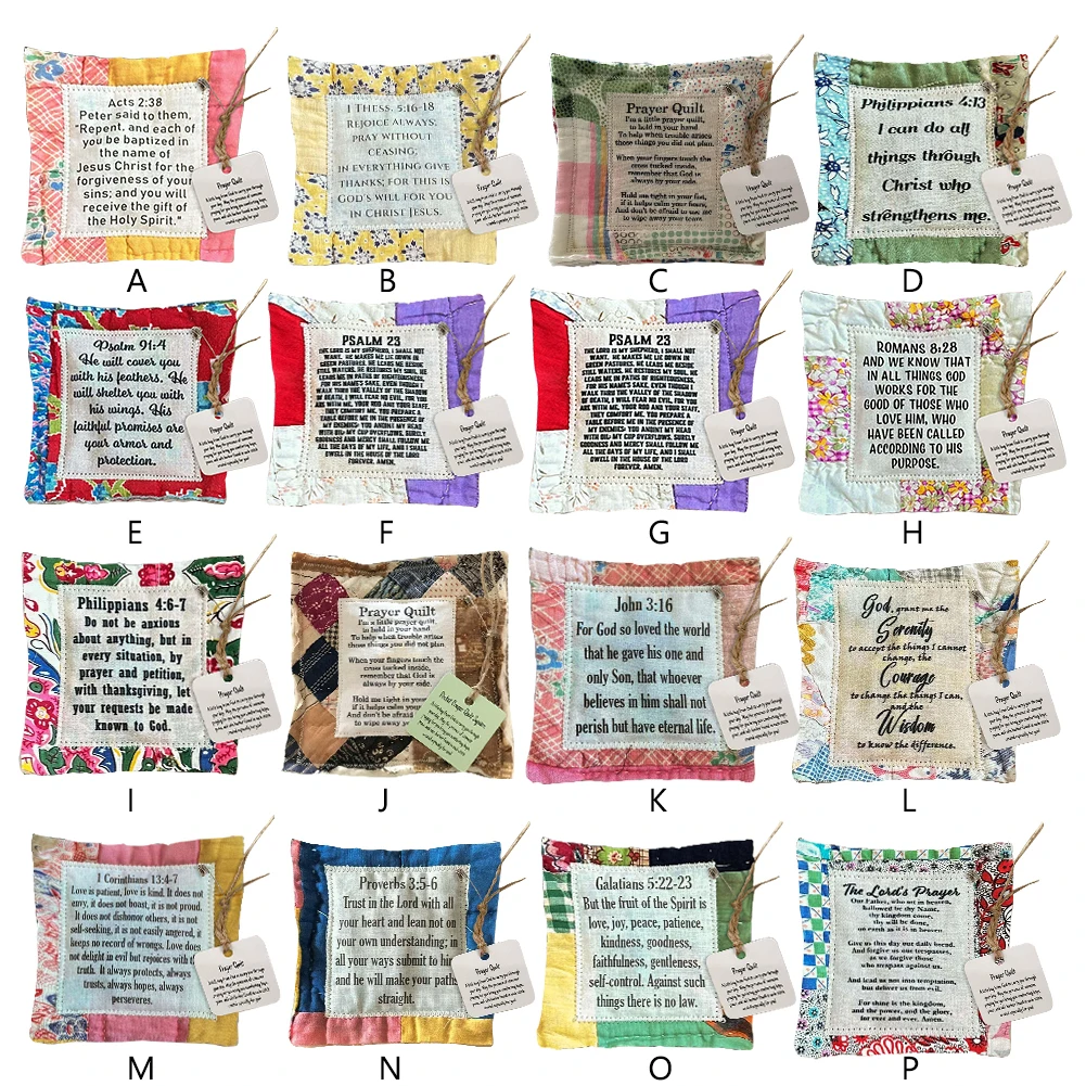 Prayer Quilt with Cross Inside Handmade Sew Individually Colorful Quilts Prayer Quilt Squares Gifts for Yourself Friend Family 5