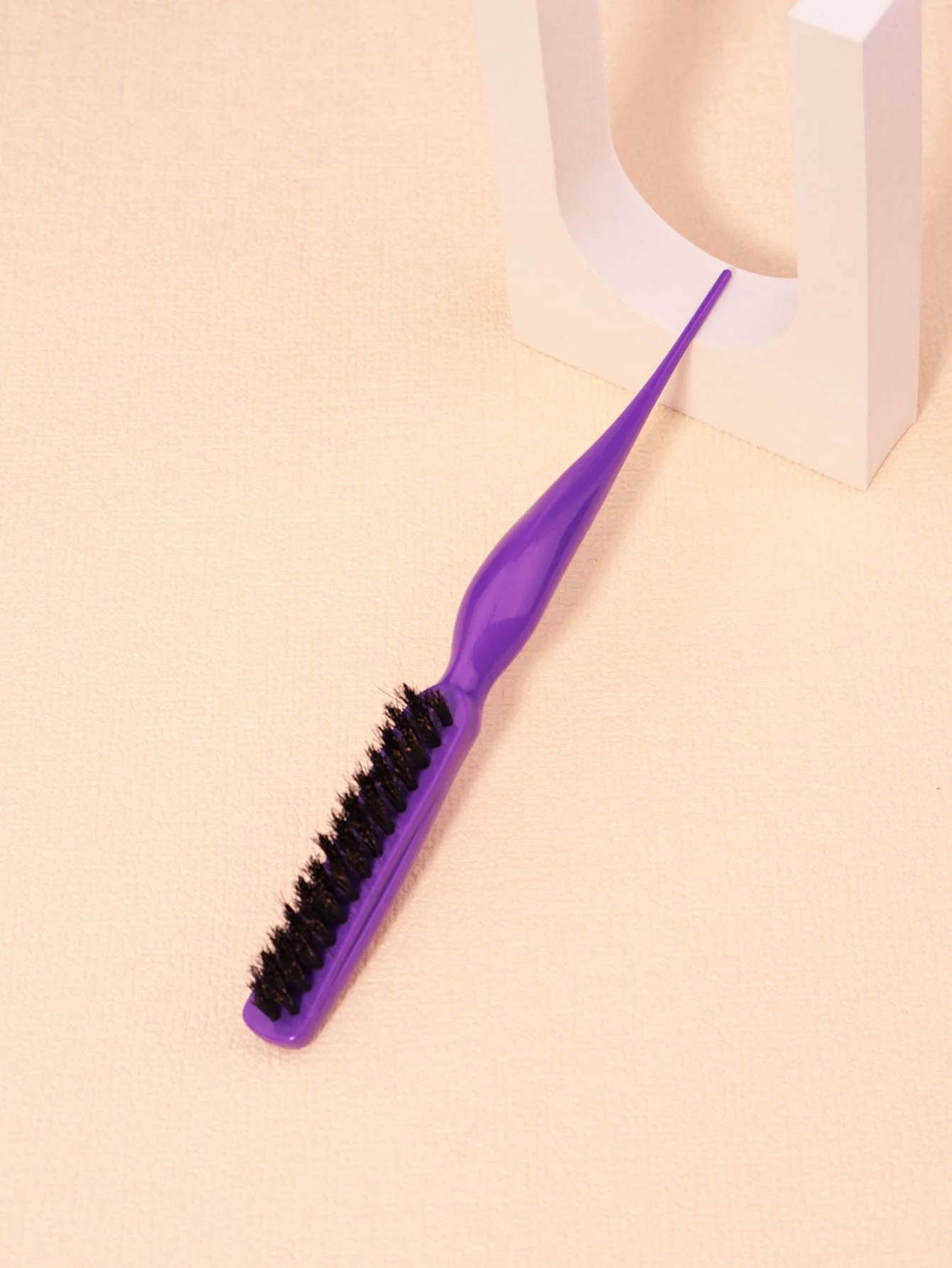 Hair styling comb set with 3 rows of nylon hair brushes, steel needle pointed tail comb, and edge control brush 3
