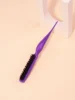 Hair styling comb set with 3 rows of nylon hair brushes, steel needle pointed tail comb, and edge control brush 3
