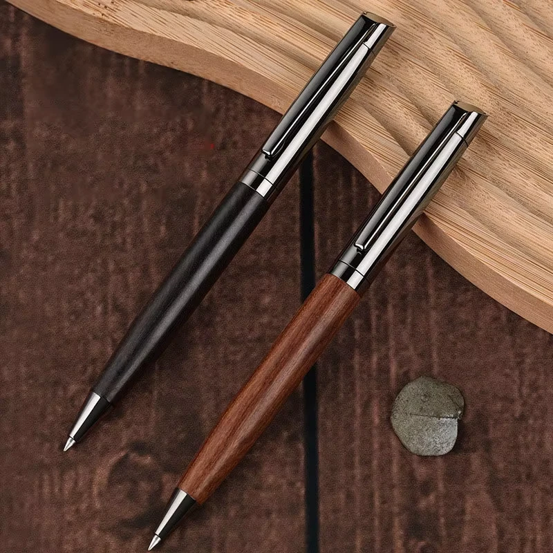 Luxury Black Ink Ballpoint Pen with Wooden Barrel for Smooth Writing and Elegant Design