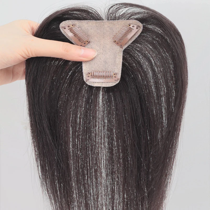 앞머리 있는 인모 Toupee 여성용 실크 탑 토퍼, 실크 베이스 교체, 천연 다크 브라운 색상, 30cm