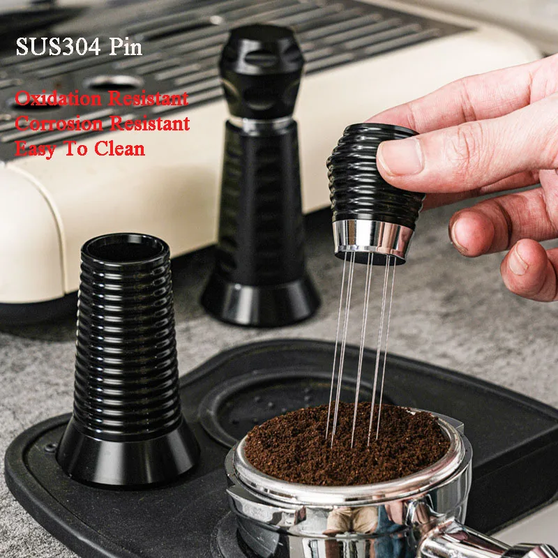 

SUS 304 8 Pins Coffee Distributor Espresso Coffee Powder Tamper Stirrer Distributor Leveler Tools Cafe Stirring With Base