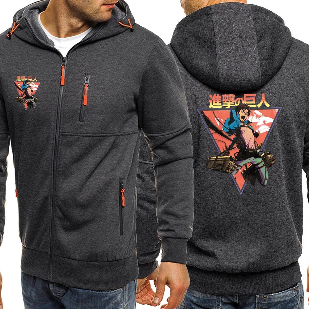 

Anime Attack On Titan Cartoons Printed Hoodies Men Zip Up Sweatshirt Hip Hop Fashion Clothes Pocket Autumn Vintage Man Hoodies