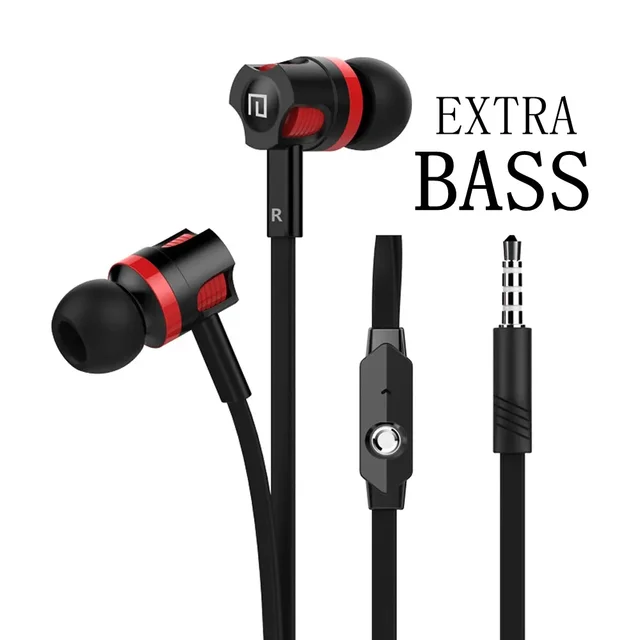 Écouteurs filaires Extra Bass 3.5mm, oreillettes avec Microphone Style  nouilles, casque de Sport auriculare pour Samsung - AliExpress